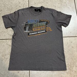Harley Davidson T-Shirt Men's Large Gray Short Sleeve Milwaukee‎ Wisconsin